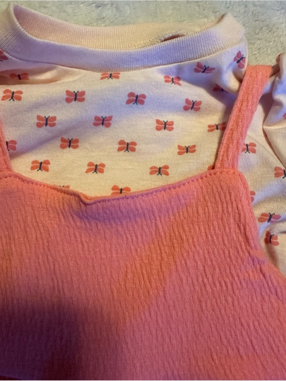 child of mine Pink Butterfly Layered Tank Set